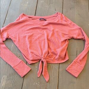 Abercrombie & Fitch Rose Long Sleeve Tie-Front Top